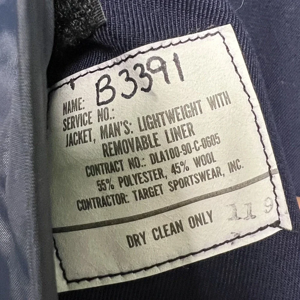 Target Sportswear Military Jacket Mens 42S Navy Blue Lightweight Removable Liner